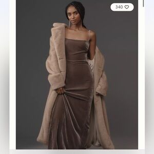 Reformation Strapless Dress in Brown Velvet